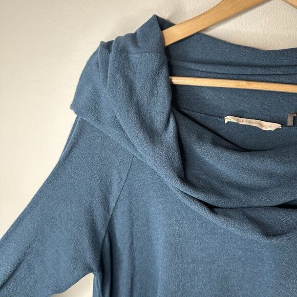Soft Surroundings Top Womens XLP Blue Cowl Neck Lagenlook Bohemian Asymmetrical - Picture 3 of 11
